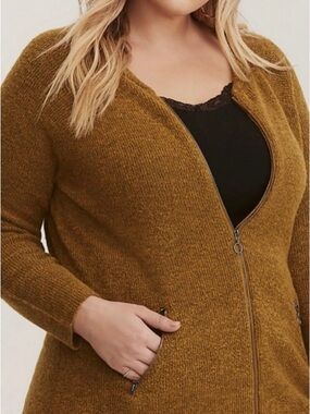 Torrid Cozy Knit Zip-Front Cardigan in Marigold